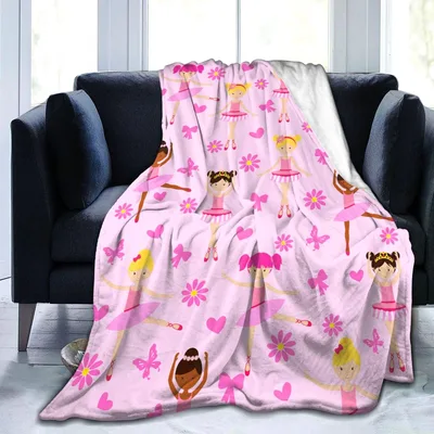 Pink Ballerina Blanket with Pink Flowers and Bows
