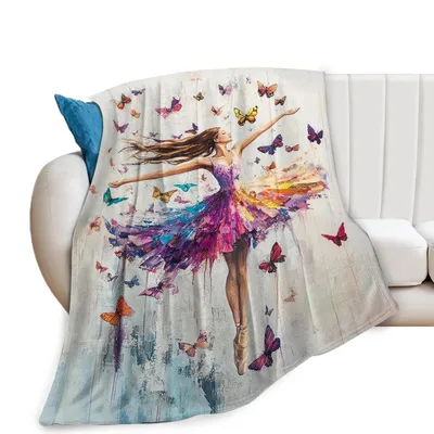 Butterfly Dance Blanket: A Ballerina Among Painted Wings