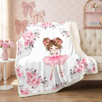 Pink Tutu Blanket with a Ballerina and Pink Roses