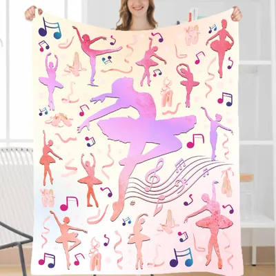 Ballerina Dancer Silhouettes Blanket for Dance Lovers