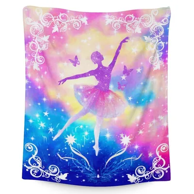 Rainbow Galaxy Ballerina Blanket for Dancers and Dreamers