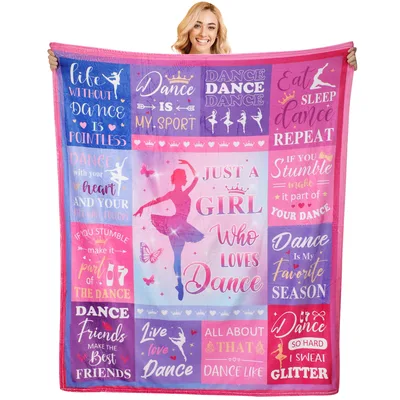 Pink Ballerina Dance Quotes Blanket for Girls Who Love to Perform