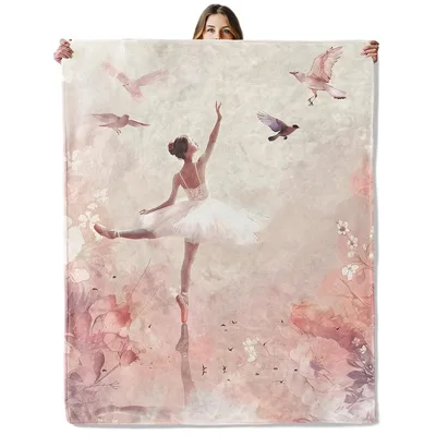 Ballet Dancer Watercolor Art Blanket for Dance Lovers