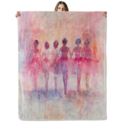 Ballerina Friends Blanket: Six Dancers in Pink Watercolor