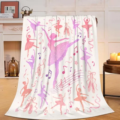 Ballet Dancers and Music Blanket: Pink Silhouette Throw for Dancers