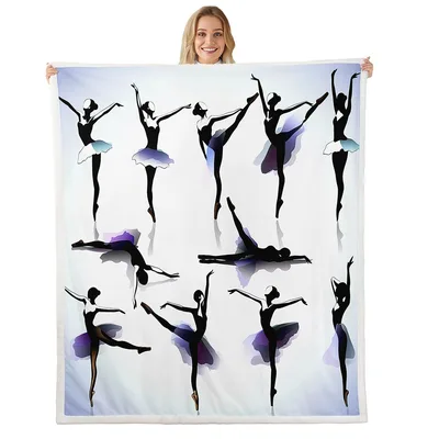 Ballet Dancer Silhouettes Blanket: Graceful Poses in Watercolor