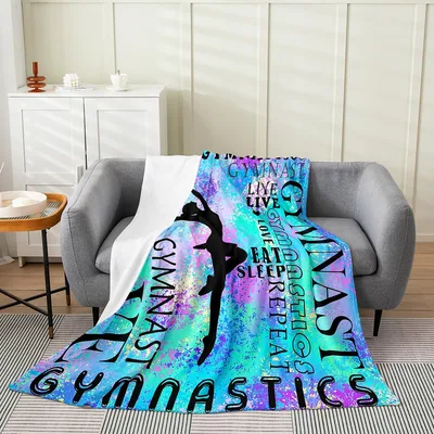 Gymnastics Dancer Silhouette Words Blanket for Athletes