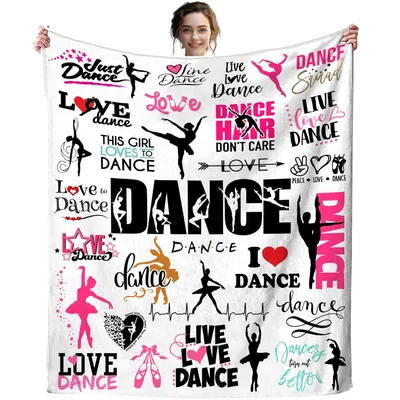 Dance Words Ballet Silhouette Blanket features bold
