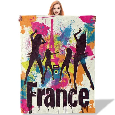 Paris Dancing Women Silhouettes Blanket: France Street Art Design