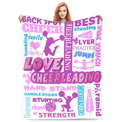 Cheerleading Words Collage Blanket featuring love flyer