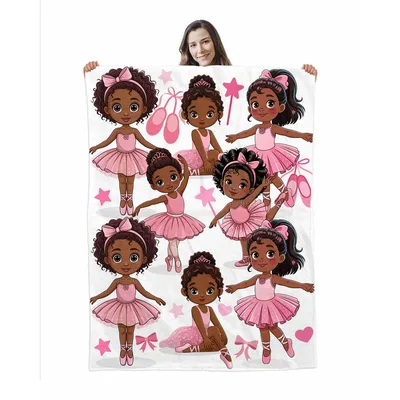 Ballerina Girls Pink Tutus Blanket: Diverse Dance Illustration