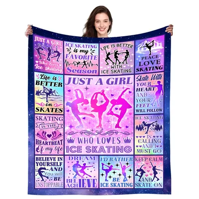 Just a Girl Blanket Celebrating Ice Skating Passion with Quilt Design