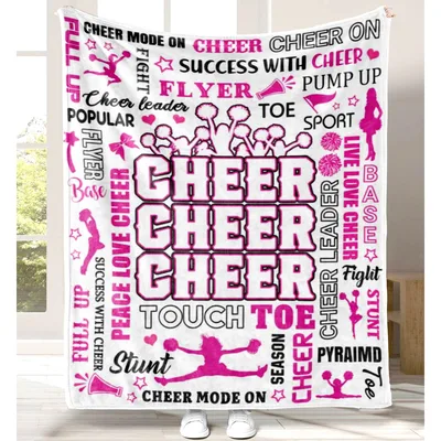 Cheer Words Pattern Blanket: Cheerleader Life in Bold Pink Typography
