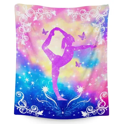 Gymnast Galaxy Silhouette Blanket: Cosmic Dance Throw for Athletes
