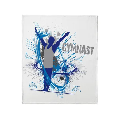 Male Gymnast Splash Art Blanket featuring a blue silhouette