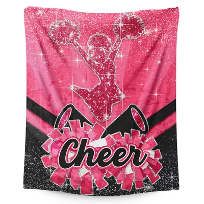 Cheer Pom Pom Pink Blanket Sparkling Cheerleading Silhouette Design