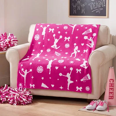 Cheerleader Silhouette Pattern Blanket featuring white cheer figures