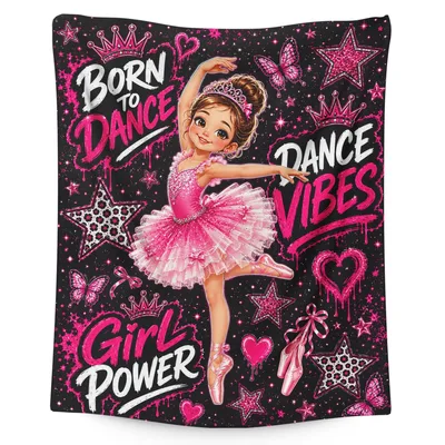 Born to Dance Ballerina Girl Blanket: Pink Ballet Art for Dancers