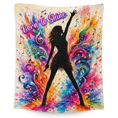 Born to Shine Dancer Blanket: Vibrant Singer Silhouette Design