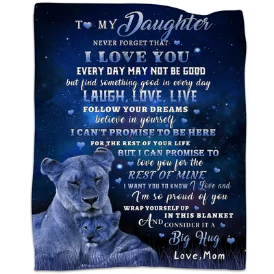 Daughter Letter Blanket With a Lioness and Cub Under the Stars