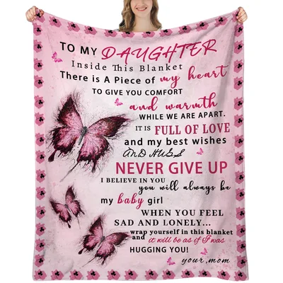 Love Letter to Daughter Blanket: Butterfly Note From Mom