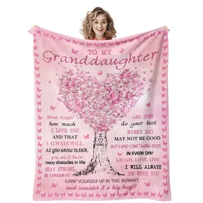 Butterfly Heart Granddaughter Blanket for Your Girl