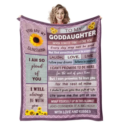 Godmother Gift Blanket for Your Goddaughter, Sunflower Print