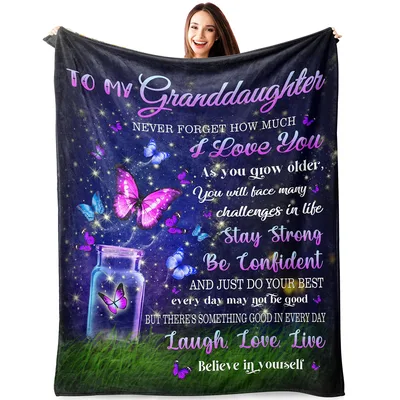 Butterfly Granddaughter Blanket with a Heartfelt Message