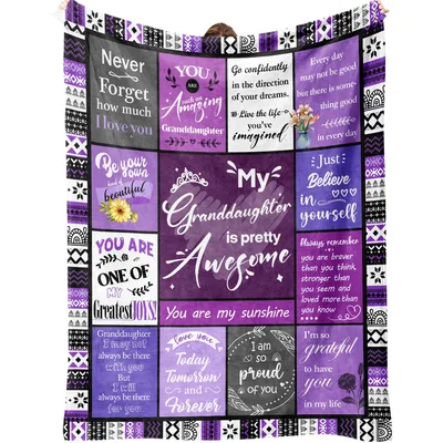 Amazing Granddaughter Blanket: Purple Inspirational Quotes Design