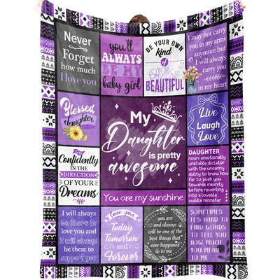 Awesome Daughter Blanket: Purple Love Quotes Throw
