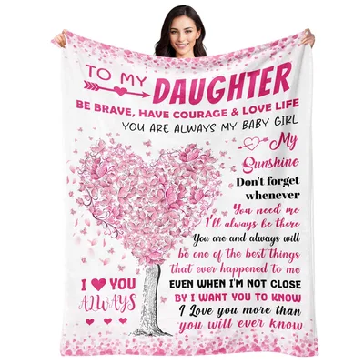 Sunshine Daughter Blanket: Pink Heart Tree Message for Her