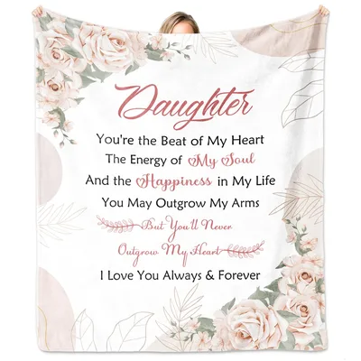 Gift for Daughter Blanket: A Love Poem in Soft Florals
