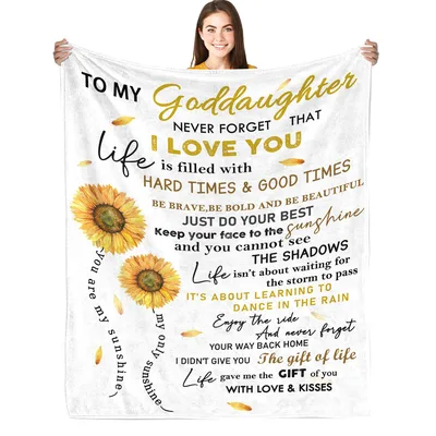 Goddaughter Sunflowers Inspirational Blanket features uplifting quotes