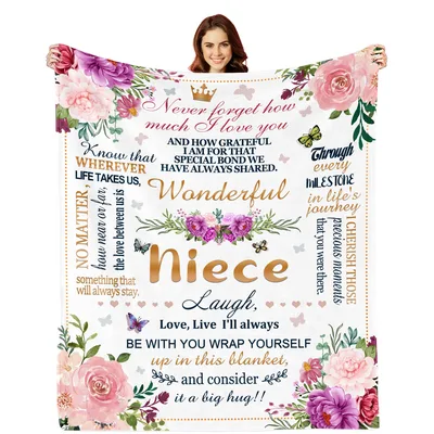 Love Letter Niece Blanket with Floral Print and Heartfelt Words
