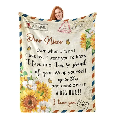 Niece Letter Sunflowers Blanket: A Big Hug from Afar