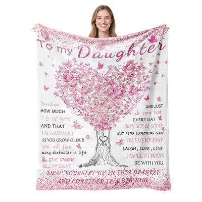Pink Butterfly Heart Tree Message Blanket: A Note for Her