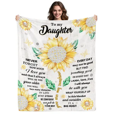 Sunflower Daughter Blanket with a Heartfelt Message