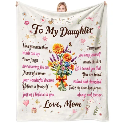 Daughter Letter Flowers Blanket: A Warm Message from Mom