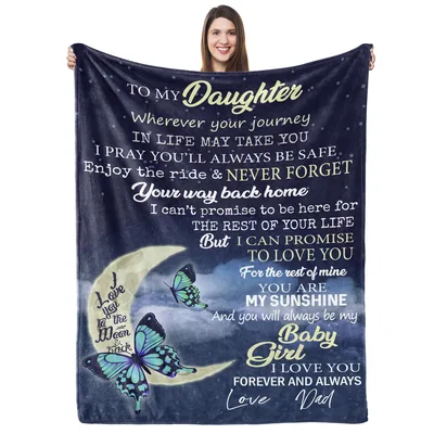 Dear Daughter Love Dad Blanket: A Moon and Butterfly Throw