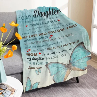 to My Daughter Everyday Blanket: A Letter Printed in Soft Teal