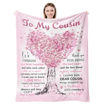 To My Cousin Blanket: Butterfly Heart Throw for Family