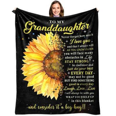 Sunflower Gift for Granddaughter Blanket: Warm Words for Her