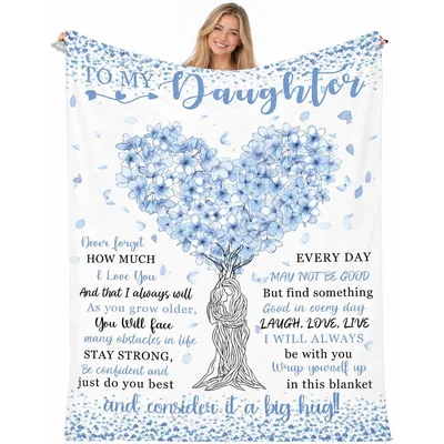 Blue Blossom Heart Blanket for Your Daughter from Mom