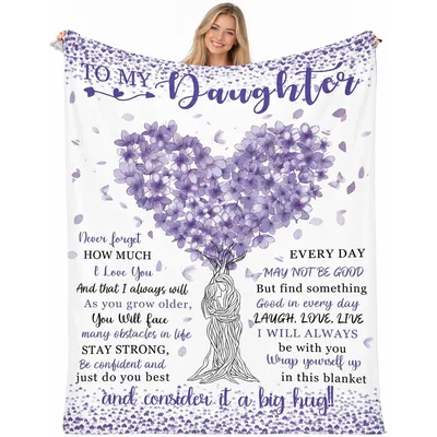To My Daughter Purple Heart Tree Blanket for Mom to Give