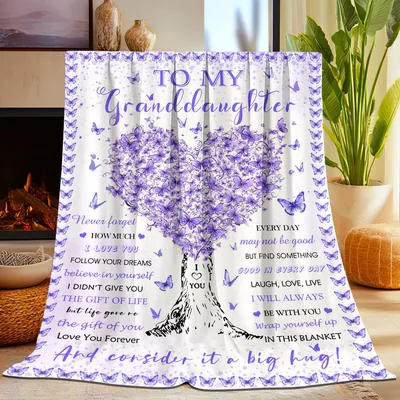 Grandkid Love Blanket for Your Granddaughter, Purple Butterflies