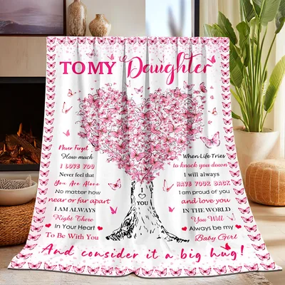 Daughter Butterfly Heart Blanket: A Message from Mom or Dad