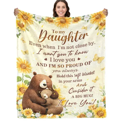 Daughter Bear Hug Sunflowers Blanket - To My Daughter Soft Throw