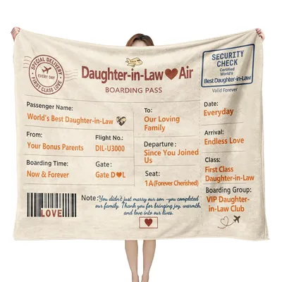 Daughter-in-law Boarding Pass Blanket: First Class Love for Family