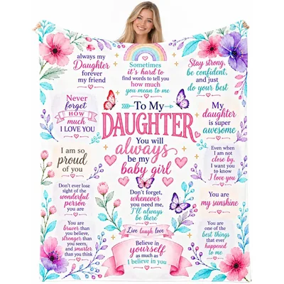 Daughter Letter with Butterflies and Rainbow Blanket for Your Girl