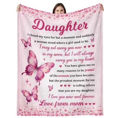 Daughter I closed Blanket: A Note from Mom in Pink